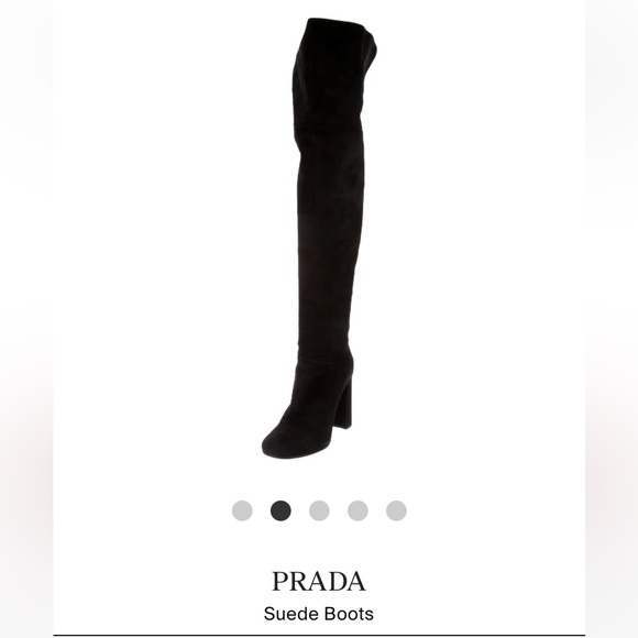 Prada Over-the-Knee Suede Boots, in Black, size 6.5 - Picture 4 of 7